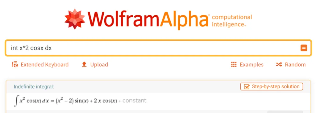 500px Intégrale x^2 cosx dx - Wolfram Alpha